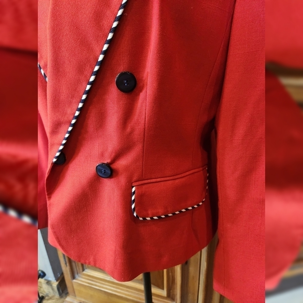 Vintage Dark Cherry Red Blazer Women 10 Preppy Nautical College Retro Statement - Picture 2 of 10